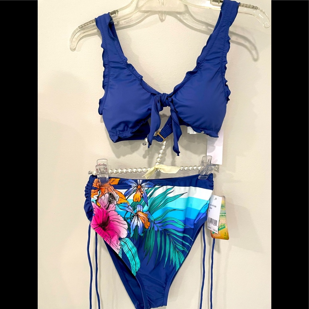Hobie Blue Floral Bikini Sz S NWT